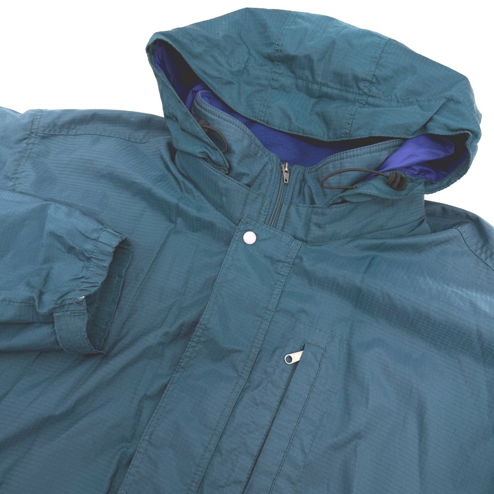 Vintage Patagonia Windbreaker Jacket Mens XL Blue Ripstop Hooded Zip USA Made